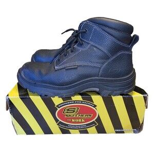 Skechers Men’s Work Boots Size 11 Black Steel Toe Water Resistant Safety Shoes